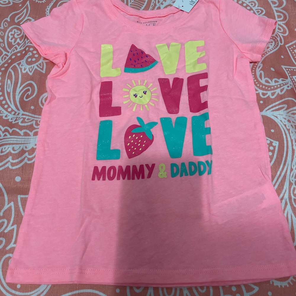 The Children's Place Pink Tee with Colorful Love Print